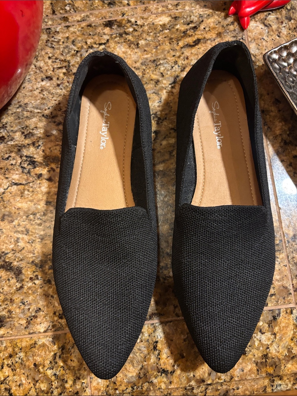 Seychelles Black Pointed Knit Slip-On Flats